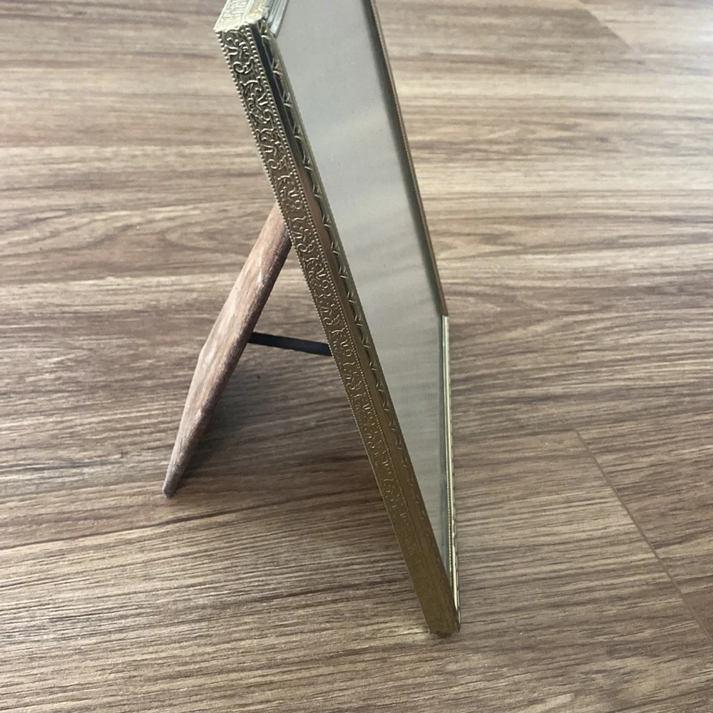 vintage gold-tone metal photo frame with a velvet back easel frame Art deco 8x10